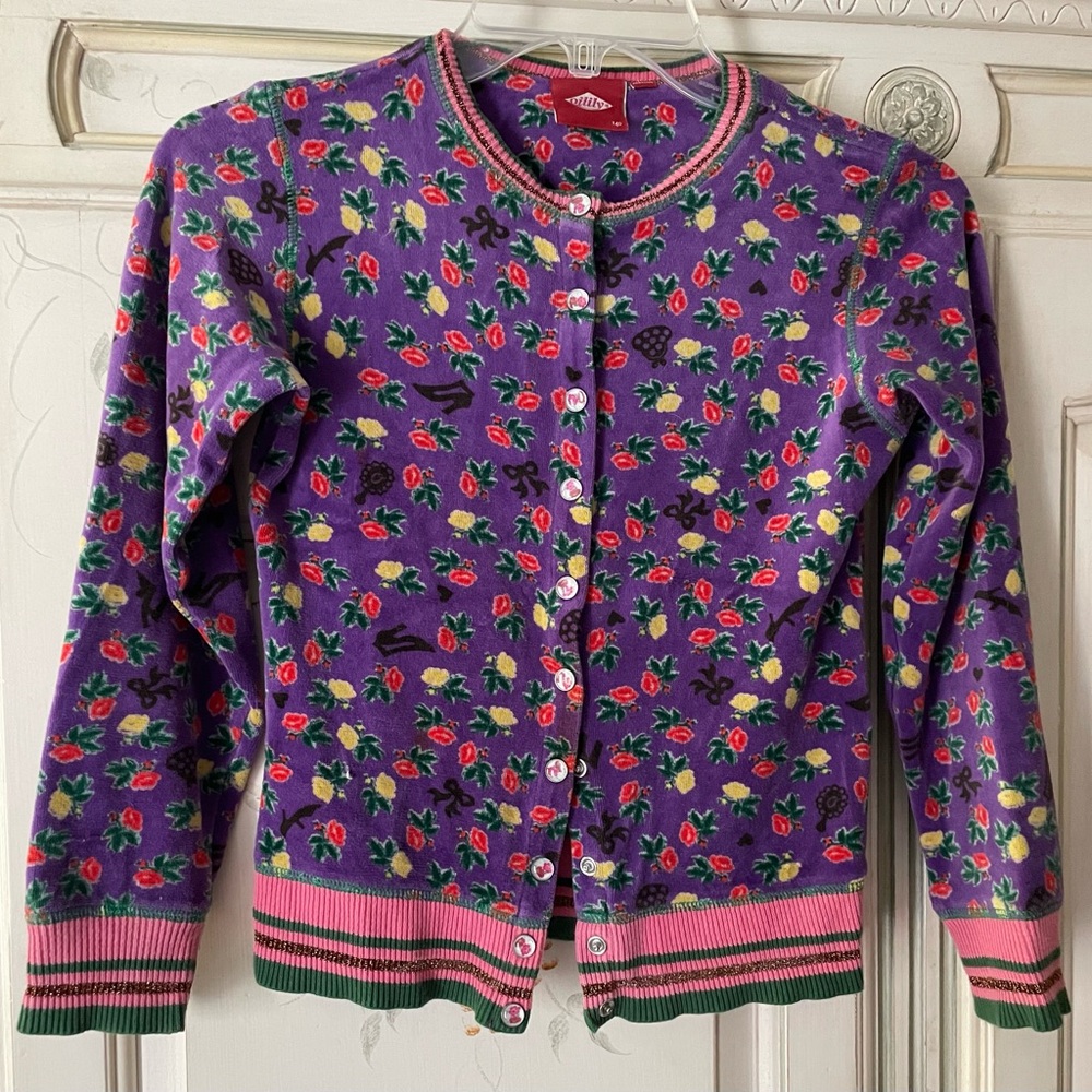 Oilily Purple Floral Kids Cardigan